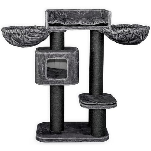 RHRQuality Kratzbaum für große Katzen – Devon Rex Plus – 120 cm hoch – mit 15 cm Sisalstämmen & Spielhaus – Blackline Dunkelgrau RHRQuality Kratzbaum für große Katzen – Devon Rex Plus – 120 cm hoch – mit 15 cm Sisalstämmen & Spielhaus – Blackline Dunkelgrau von RHRQUALITY