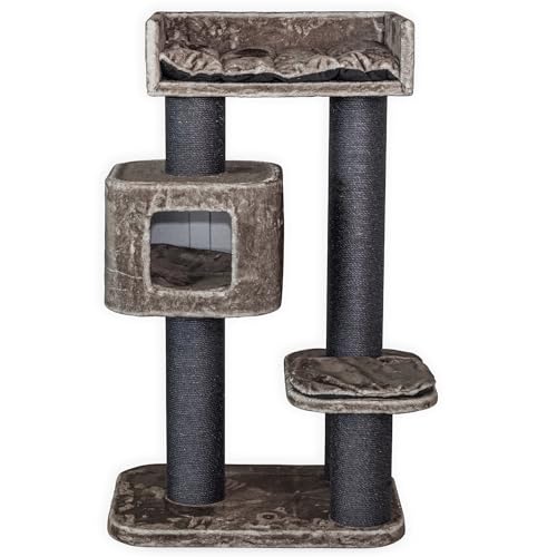RHRQuality Kratzbaum für große Katzen – Devon Rex – 120 cm hoch – mit 15 cm Sisalstämmen & Spielhaus – Blackline Taupe RHRQuality Kratzbaum für große Katzen – Devon Rex – 120 cm hoch – mit 15 cm Sisalstämmen & Spielhaus – Blackline Taupe von RHRQUALITY