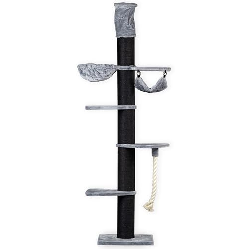 RHRQuality Kratzbaum für große Katzen – Maine Coon Tower Crown – 260 bis 280 cm hoch – Mit extra dicken 20 cm Sisalstämmen – Blackline Hellgrau RHRQuality Kratzbaum für große Katzen – Maine Coon Tower Crown – 260 bis 280 cm hoch – Mit extra dicken 20 cm Sisalstämmen – Blackline Hellgrau von RHRQUALITY