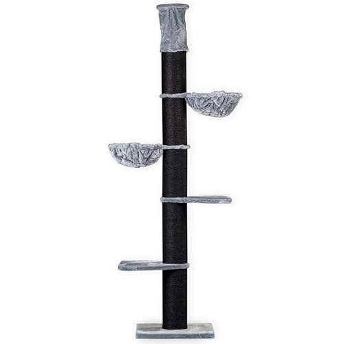RHRQuality Kratzbaum für große Katzen – Maine Coon Tower Plus – 235 bis 255 cm hoch – mit extra dicken 20 cm Sisalstämmen – Blackline Hellgrau RHRQuality Kratzbaum für große Katzen – Maine Coon Tower Plus – 235 bis 255 cm hoch – mit extra dicken 20 cm Sisalstämmen – Blackline Hellgrau von RHRQUALITY