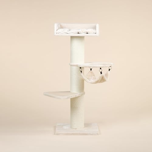 RHRQuality Kratzbaum für große Katzen – Royalty Crown – 158 cm hoch – mit extra dicken 20 cm Sisalstämmen – Creme von RHRQUALITY