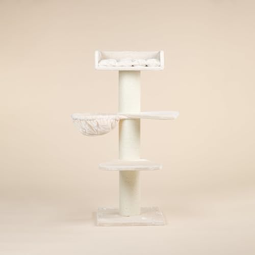 RHRQuality Kratzbaum für große Katzen – Royalty Plus – 158 cm hoch – mit extra dicken 20 cm Sisalstämmen – Creme von RHRQUALITY