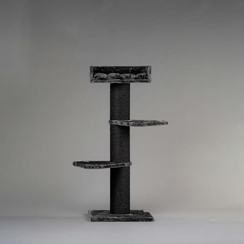 RHRQuality Kratzbaum für große Katzen – Royalty – 158 cm hoch – mit extra dicken 20 cm Sisalstämmen – Blackline Dunkelgrau von RHRQUALITY