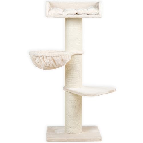 RHRQuality Kratzbaum für große Katzen – Royalty de Luxe – 158 cm hoch – mit extra dicken 20 cm Sisalstämmen – Creme von RHRQUALITY