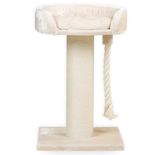 RHRQuality Kratzbaum für große Katzen – Chartreux – 80 cm hoch – Mit extra dickem 20 cm Sisalstamm – Luxuriöse Liegefläche von ⌀60 cm – Crème von RHRQUALITY