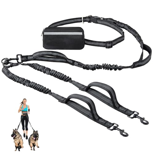 RHXOFYANG Hundeleine für 2 Hunde, Doppelleine mit Tasche, Hunde-Gürtel mit 4 gepolsterten Griffen, doppelte Hundeleine für mittelgroße bis große Hunde, Laufen, Spazierengehen, Wandern, Laufen RHXOFYANG Hundeleine für 2 Hunde, Doppelleine mit Tasche, Hunde-Gürtel mit 4 gepolsterten Griffen, doppelte Hundeleine für mittelgroße bis große Hunde, Laufen, Spazierengehen, Wandern, Laufen von RHXOFYANG