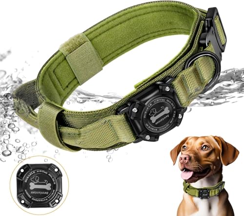 RHXOFYANG Taktisches Airtag-Hundehalsband, verstellbares militärisches taktisches Hundehalsband mit Kontrollgriff und Schwermetallschnalle, wasserdichter Airtag-Hundehalsbandhalter für mittelgroße RHXOFYANG Taktisches Airtag-Hundehalsband, verstellbares militärisches taktisches Hundehalsband mit Kontrollgriff und Schwermetallschnalle, wasserdichter Airtag-Hundehalsbandhalter für mittelgroße von RHXOFYANG