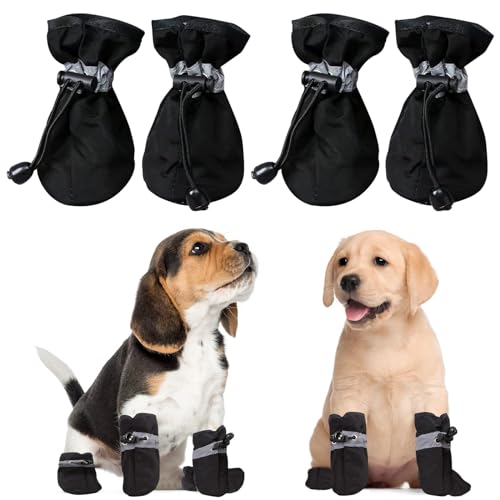 4 Stück Hundeschuhe, Pfotenschutz für Hunde, Hundeschuhe für Große Hunde, Pfotenschutz Hund Verletzung, Hundeschuhe Pfotenschutz, Mit Rutschfester Sohle, für Kleine Mittelgroße Hunde (L, Schwarz) 4 Stück Hundeschuhe, Pfotenschutz für Hunde, Hundeschuhe für Große Hunde, Pfotenschutz Hund Verletzung, Hundeschuhe Pfotenschutz, Mit Rutschfester Sohle, für Kleine Mittelgroße Hunde (L, Schwarz) von RICHDMI