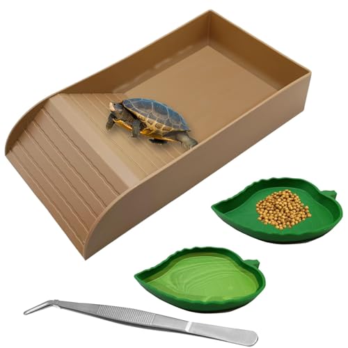Futterschale für Schildkröten mit Rampe, Wassernapf für Schildkröten, Wassernapf, Reptilien-Wasserschale, 35,6 x 20,8 x 5,8 cm, mit Zange, für Bartdrachen, Hörner, Frösche, Eidechsen, Amphibien, 4 Futterschale für Schildkröten mit Rampe, Wassernapf für Schildkröten, Wassernapf, Reptilien-Wasserschale, 35,6 x 20,8 x 5,8 cm, mit Zange, für Bartdrachen, Hörner, Frösche, Eidechsen, Amphibien, 4 von RICHIELANPETS
