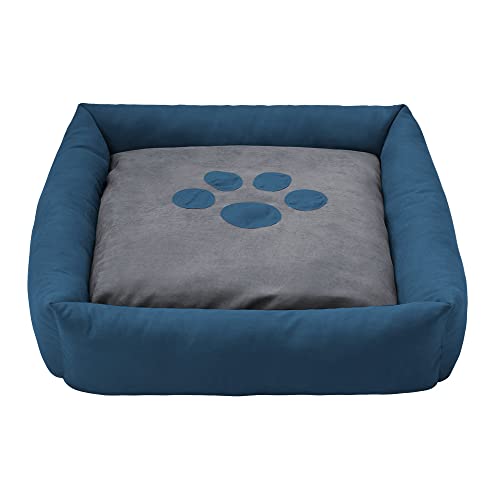 Hundekissen Bett weich und atmungsaktiv, Hundekissen für Sofa, Hundekissen für mittelgroße Hunde, Welpenbetten für mittelgroße Hunde, Pfotenbett (M (61 x 61 cm), Blau) von RICHRAIN