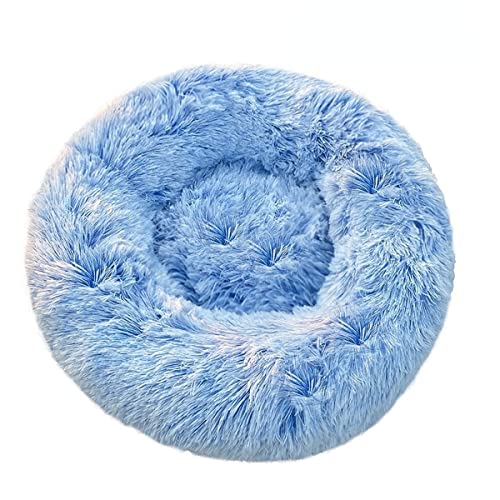RICHRAIN Beignet rundes Katzenstreu, tiefer Schlaf, für Hunde, Sofa, Teppich für Haustiere, warm, flauschig (L(D70 cm), blau) von RICHRAIN