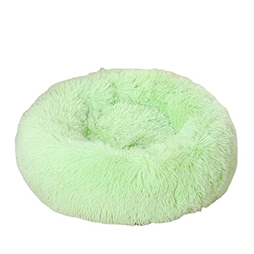 RICHRAIN Donut Beruhigendes Katzen- und Hundebett, Plüsch, waschbar, super weich und flauschig, für warme Schlafen, 50 cm, Grün von RICHRAIN