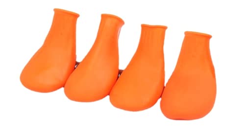 RICHRAIN Haustier-Regenschuhe für Katzen und Hunde, wasserdicht, schmutzabweisend, Größe M, Pfotenbreite 4 cm, Orange, 4 Stück von RICHRAIN