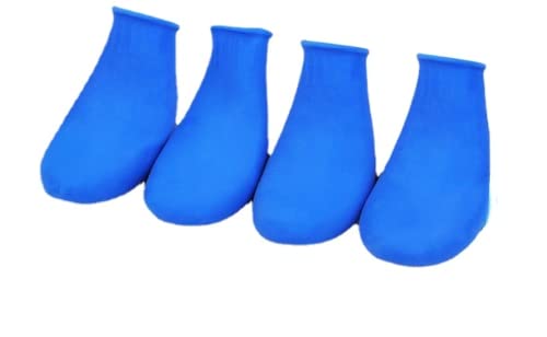 RICHRAIN Haustier-Regenschuhe und Pfotenschutz für kleine Hunde, wasserdicht, schmutzabweisend, 4 Stück, Größe L (Pfotenbreite 6 cm), blau) von RICHRAIN