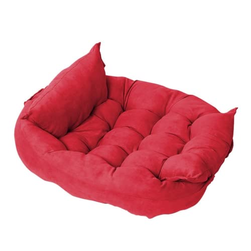 RICHRAIN Haustier-Sofa für Hunde, 3-in-1, für große und mittelgroße Hunde, multifunktional, quadratisch, Größe L, Rot von RICHRAIN