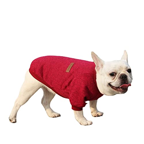 RICHRAIN Hundepullover, warm, dick, für kleine und mittelgroße Hunde, Welpen, Kätzchen, Größe L, Weinrot von RICHRAIN