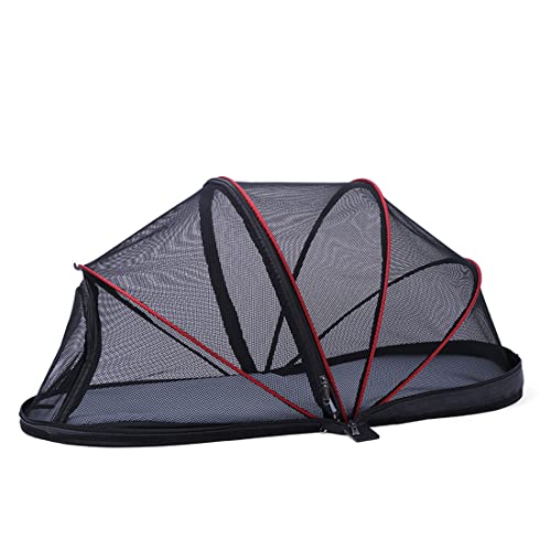 RICHRAIN Katzen-Outdoor-Zelt für Haustiere, frische Luft, Sicherheitskäfig, faltbar, großer Raum (schwarz) von RICHRAIN