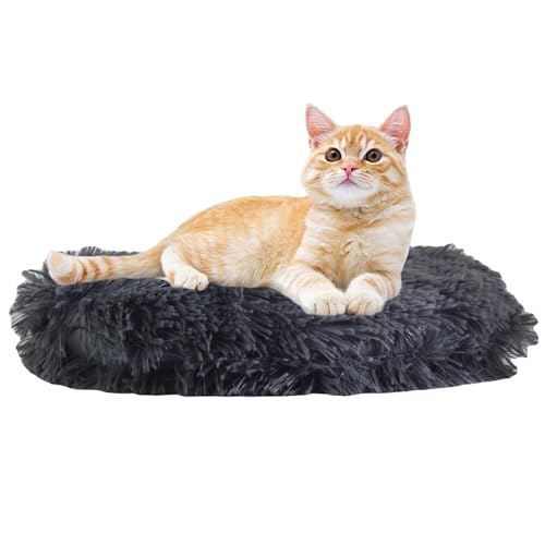 RICHRAIN Katzenkissen Rund,Plüschkissen für Katzen und Hunde, rund, warme Matte, weich und bequem, für Wohnzimmer (Dunkelgrau, 50cm) von RICHRAIN