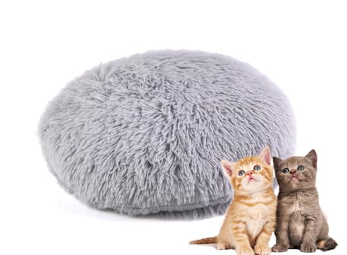 RICHRAIN Katzenkissen Rund,Plüschkissen für Katzen und Hunde, rund, warme Matte, weich und bequem, für Wohnzimmer (Hellgrau, 40cm) von RICHRAIN