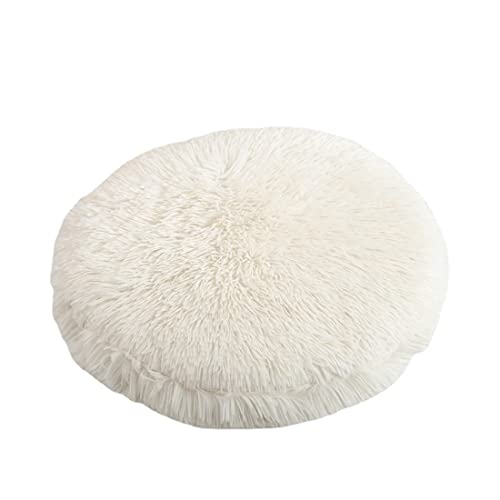 RICHRAIN Katzenkissen Rund,Plüschkissen für Katzen und Hunde, rund, warme Matte, weich und bequem, für Wohnzimmer (Weiß, L 57CM) von RICHRAIN