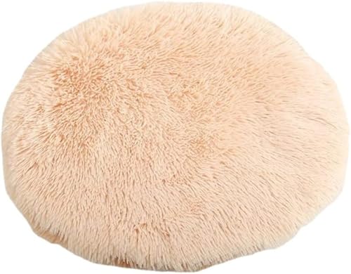 Plüschkissen für Katzen und Hunde, rund, warme Haustiermatte, PP-Baumwolle, weich und bequem, für Wohnzimmer, Größe S, 37 cm, Beige von RICHRAIN