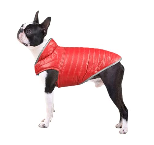 RICHRAIN Warmer Wintermantel für Hunde, wasserdicht, reflektierend, doppelseitig, Baumwolle, Hundebekleidung für kleine, mittelgroße und große Welpen, 5 Farben, 6 Größen (XL, Rot und Blau) von RICHRAIN