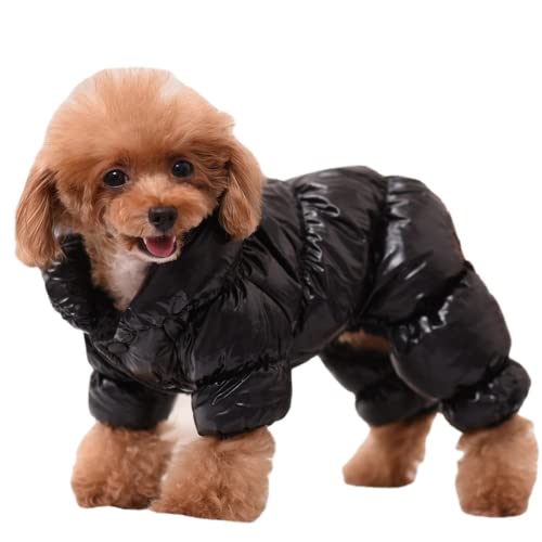 RICHRAIN Wasserdichte Hundebekleidung für den Winter, warme Jacke, winddicht, für kleine und mittelgroße Hunde, Größe L, Schwarz von RICHRAIN