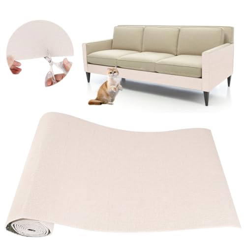 Kratzmatte Selbstklebend Kratzschutz Sofa Katze: DIY Kratzbrett Katze Kratzteppich Katzen Wand - AntiKratz Tape für Katzenständer, Katzebäume, Katzemöbel und Couch Schutz (Beige, 40×200cm) von RICKMASK
