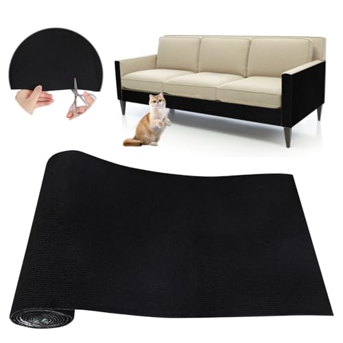 Kratzmatte Selbstklebend Kratzschutz Sofa Katze: DIY Kratzbrett Katze Kratzteppich Katzen Wand - AntiKratz Tape für Katzenständer, Katzebäume, Katzemöbel und Couch Schutz (Schwarz, 40×200cm) von RICKMASK