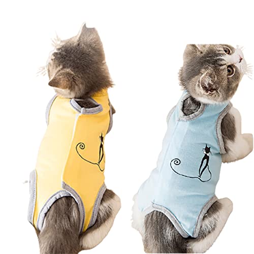 2 Stück Katze Recovery Anzug, Kleidung Nach Kastrationpostoperative für Katzen, E-Halsband Alternative für Katzen Hunde, Weicher und bequemer Katze Recovery Suit für Anti-leckende und Sekundärschäden von RIDONG