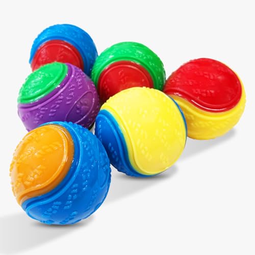 Rightwell Hundebälle, 6 Stück, quietschender Hundeball, Gummi-Hundespielzeug, Zahnreinigung, Kaubälle, Spielzeug, Haustier-Trainingsbälle, unzerstörbares Hundespielzeug zur Linderung von Rightwell Hundebälle, 6 Stück, quietschender Hundeball, Gummi-Hundespielzeug, Zahnreinigung, Kaubälle, Spielzeug, Haustier-Trainingsbälle, unzerstörbares Hundespielzeug zur Linderung von von RIGHTWELL