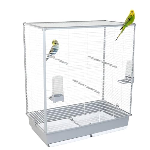 Großer Vogelkäfig Wellensittich Kanarien Papagei Käfig Vogelbauer 70 x 40 x 80 von RILOOP