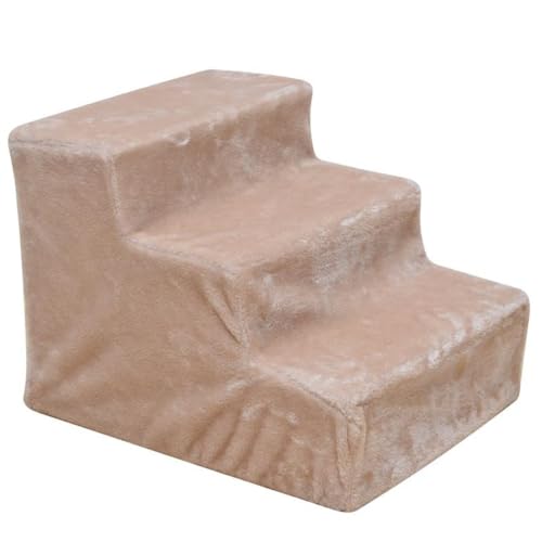 Haustiertreppe Hundetreppe Katzentreppe Tiertreppe Treppenstufen Plüschbezug (Beige) von RILOOP