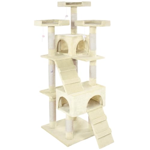 Kratzbaum Katzenbaum Sisal große Katzen XXL Kletterbaum 170 cm Katzenkratzbaum (BEIGE) von RILOOP