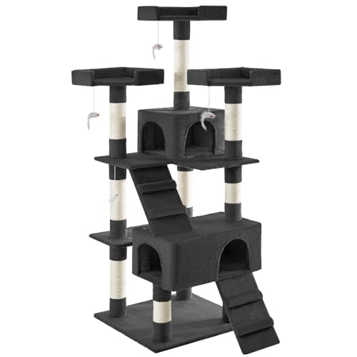 Kratzbaum Katzenbaum Sisal große Katzen XXL Kletterbaum 170 cm Katzenkratzbaum (SCHWARZ) von RILOOP