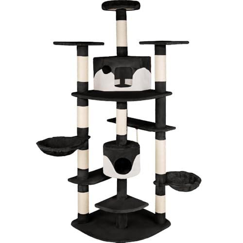 Kratzbaum XXL Katzenbaum Sisal große Katzen Kletterbaum 201 cm Katzenkratzbaum (Schwarz-Weiß) von RILOOP