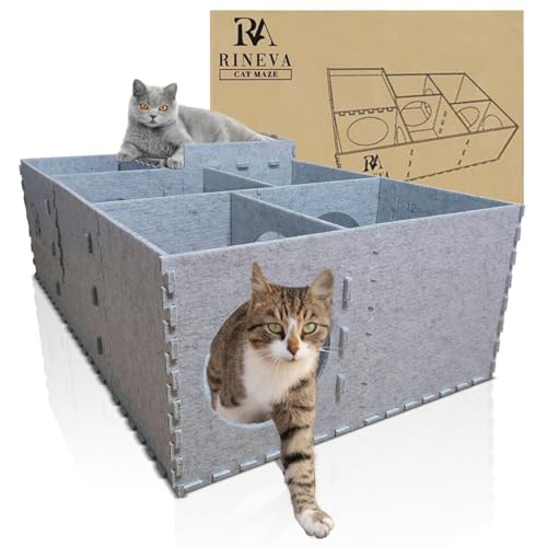 RINEVA Puzzle Katzenhaus Versteck aus weichem Filz, interaktives Katzenspielzeug, Labyrinth-Tunnel, Spielzeughöhle für Indoor-Katzen, Tier-Aktivitätenhaus mit Katzenhöhle und Tunneln, 96,5 x 61 x 30,5 RINEVA Puzzle Katzenhaus Versteck aus weichem Filz, interaktives Katzenspielzeug, Labyrinth-Tunnel, Spielzeughöhle für Indoor-Katzen, Tier-Aktivitätenhaus mit Katzenhöhle und Tunneln, 96,5 x 61 x 30,5 von RINEVA