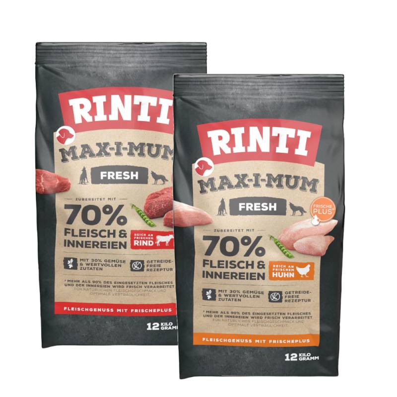 2 Sorten-Mix RINTI Max-i-mum - Huhn + Rind (2 x 12 kg) von RINTI Max-i-mum