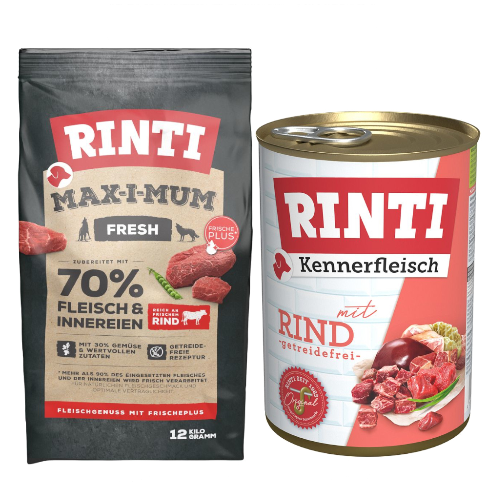 RINTI Kombi-Paket: 12 kg Max-i-mum + 12 x 400 g Kennerfleisch - Rind: 12 kg Max-i-mum + 12 x 400 g Kennerfleisch RINTI Kombi-Paket: 12 kg Max-i-mum + 12 x 400 g Kennerfleisch - Rind: 12 kg Max-i-mum + 12 x 400 g Kennerfleisch von RINTI Max-i-mum