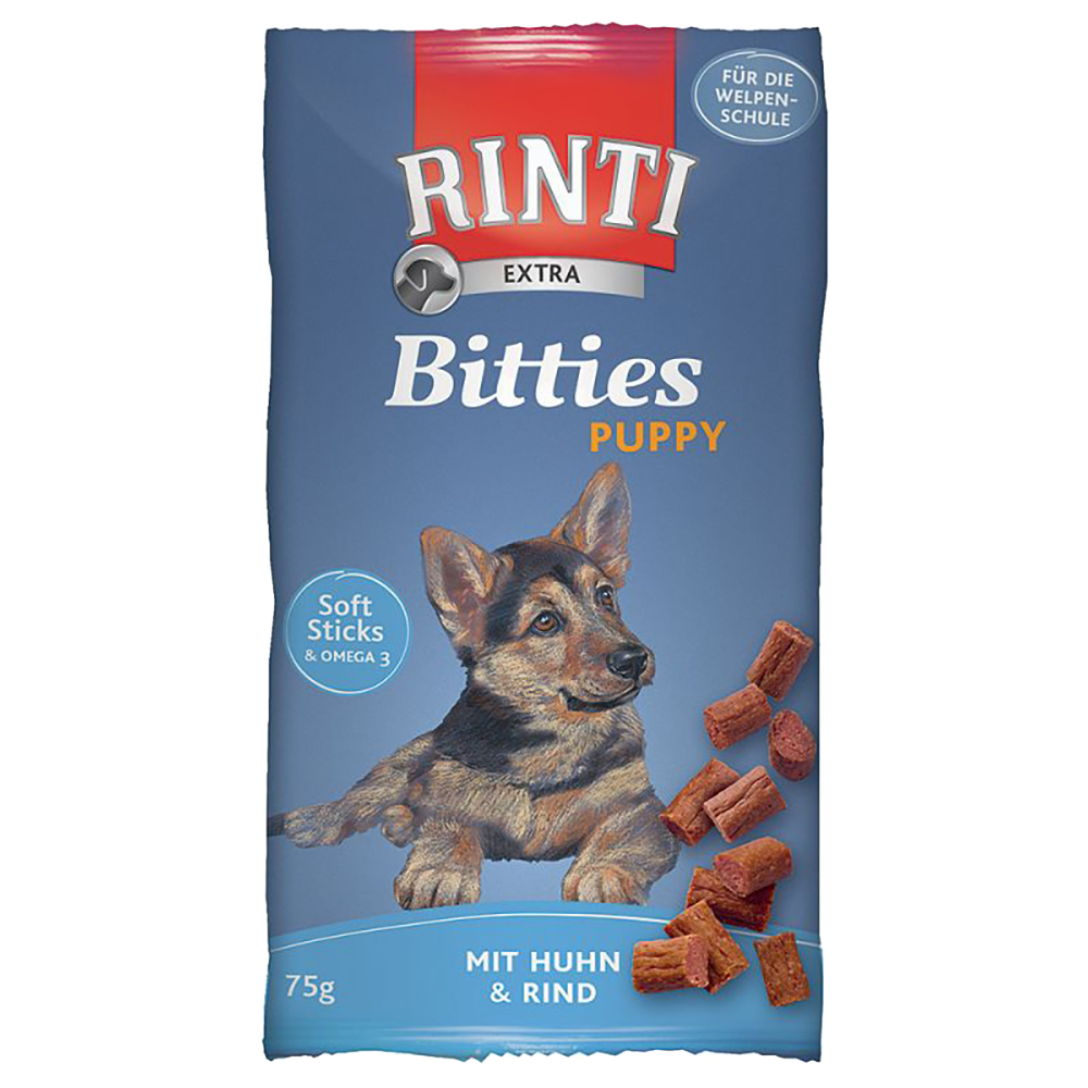 RINTI Extra Bitties Puppy Huhn - Sparpaket: 12 x 75 g Huhn & Rind von Rinti