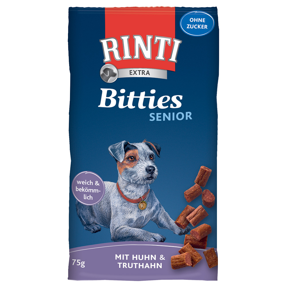 RINTI Extra Bitties Senior Huhn & Truthahn - Sparpaket: 12 x 75 g von Rinti