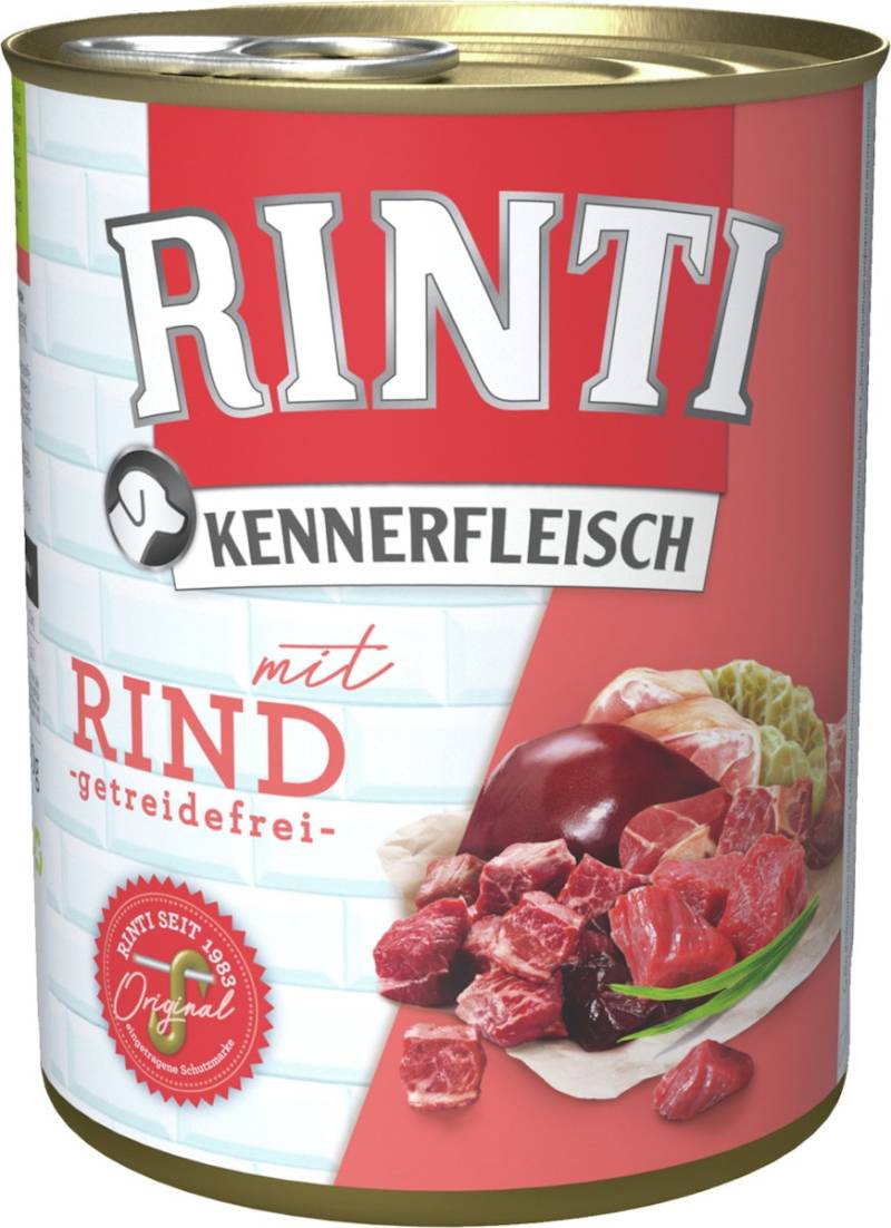RINTI Kennerfleisch 800g Dose Hundenassfutter Sparpaket 24 x 800 Gramm Rind
