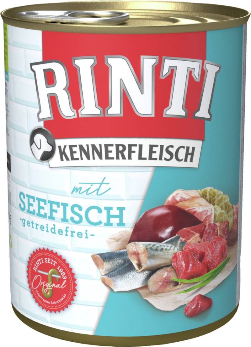 RINTI Kennerfleisch 800g Dose Hundenassfutter Sparpaket 24 x 800 Gramm Seefisch