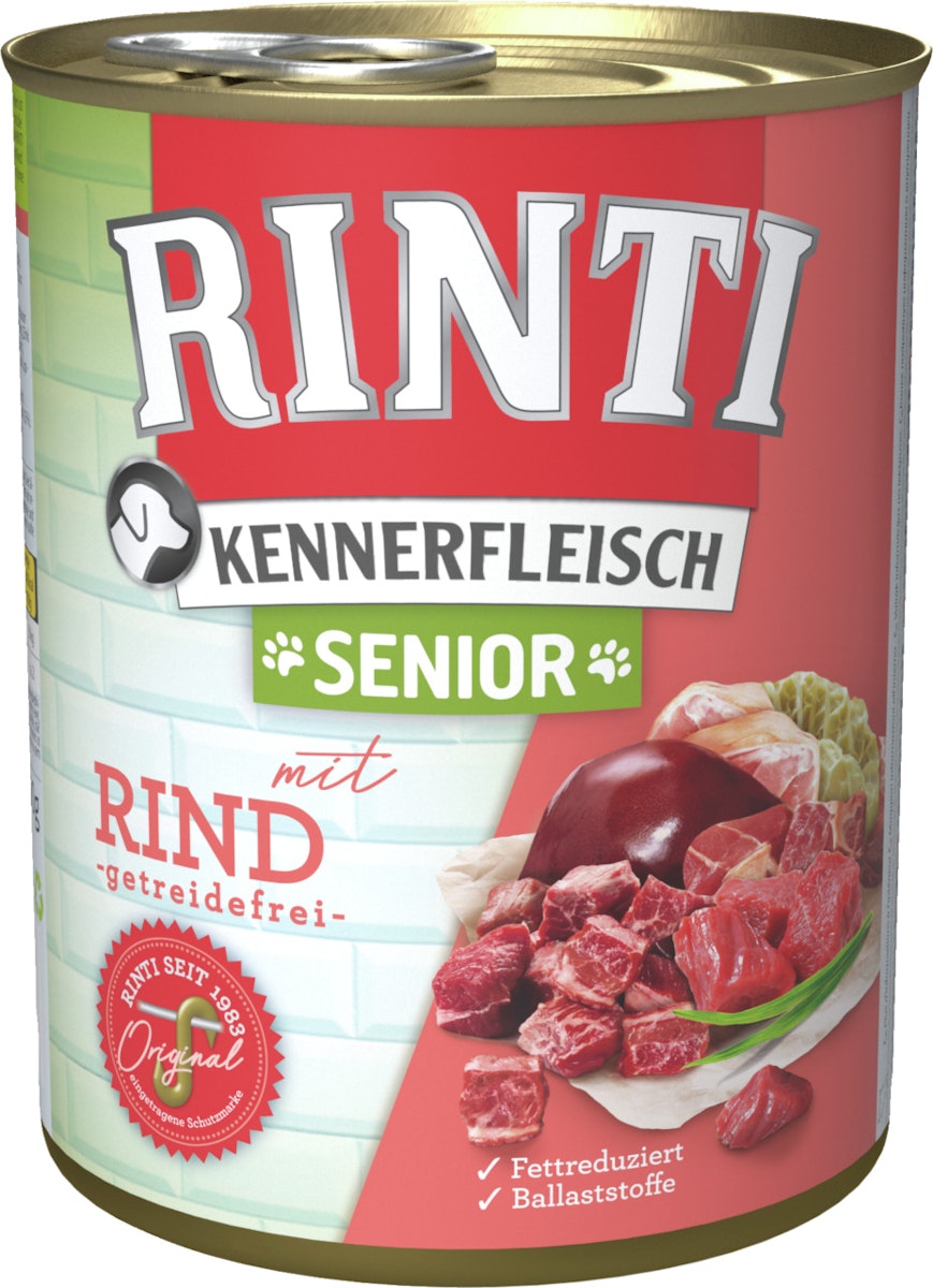 RINTI Kennerfleisch Senior 800g Dose Hundenassfutter Sparpaket 24 x 800 Gramm Rind