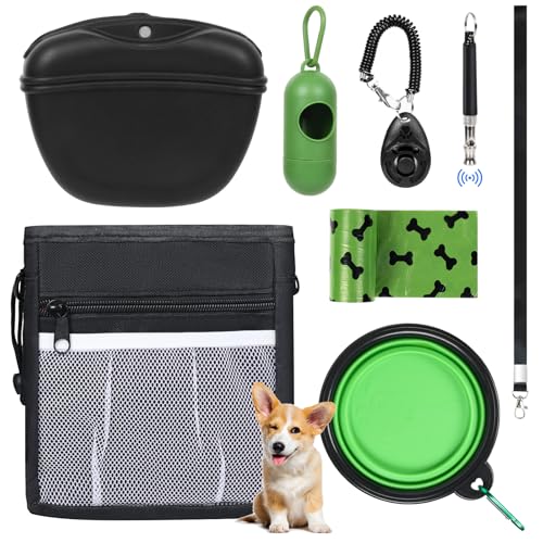 RINWUNS Leckerli-Tasche für Hunde mit Trainings-Klicker, stärkerer Magnetverschluss, um Verschütten zu vermeiden, Silikon-Leckerli-Tasche mit Hüftgurt für Haustier-Training, Spazierengehen, Schwarz RINWUNS Leckerli-Tasche für Hunde mit Trainings-Klicker, stärkerer Magnetverschluss, um Verschütten zu vermeiden, Silikon-Leckerli-Tasche mit Hüftgurt für Haustier-Training, Spazierengehen, Schwarz von RINWUNS