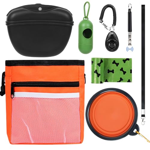 RINWUNS Leckerli-Tasche für Hunde mit Trainings-Klicker, stärkerer Magnetverschluss, um Verschütten zu vermeiden, Silikon-Leckerli-Tasche mit Hüftgurt für Haustier-Training, Spazierengehen, Orange RINWUNS Leckerli-Tasche für Hunde mit Trainings-Klicker, stärkerer Magnetverschluss, um Verschütten zu vermeiden, Silikon-Leckerli-Tasche mit Hüftgurt für Haustier-Training, Spazierengehen, Orange von RINWUNS