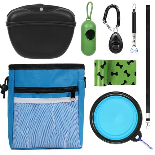 RINWUNS Leckerli-Tasche für Hunde mit Trainings-Klicker, stärkerer Magnetverschluss, um Verschütten zu vermeiden, Silikon-Leckerli-Tasche mit Hüftgurt für Haustier-Training, Spazierengehen, Blau RINWUNS Leckerli-Tasche für Hunde mit Trainings-Klicker, stärkerer Magnetverschluss, um Verschütten zu vermeiden, Silikon-Leckerli-Tasche mit Hüftgurt für Haustier-Training, Spazierengehen, Blau von RINWUNS