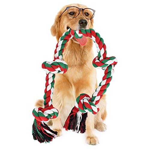 Hundespielzeug Seil für große Hunde,92cm/36,22inch,XXL,Spielzeug Tau Hundespielzeug,Hund Seil mit 5 Knoten/Ball,Hundespielzeug Seil Knoten,Kauspielzeug für große Hunde zum Beißen Tauziehen Zähneputzen von RIO Direct