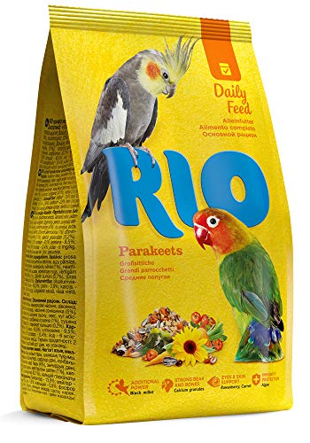RIO Alleinfutter für Großsittiche | 3 kg | Speziell zusammengesetzte Mischung von ausgesuchten, gesunden und beliebten Saaten und Getreidearten | Mit Vogelbeeren von RIO