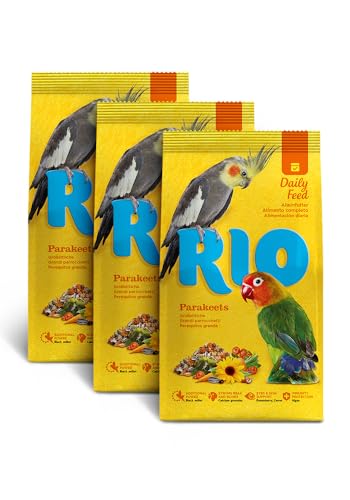 RIO Alleinfutter für Großsittiche | 3er Pack | 3 x 500 g | Speziell zusammengesetzte Mischung von ausgesuchten, gesunden und beliebten Saaten und Getreidearten | Mit Vogelbeeren von RIO